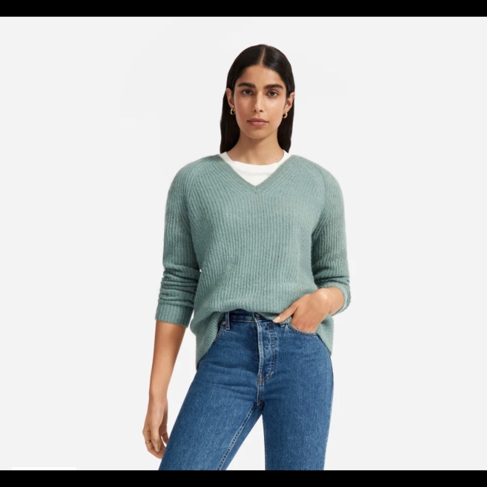 Everlane Alpaca V-Neck - Pomona Green
